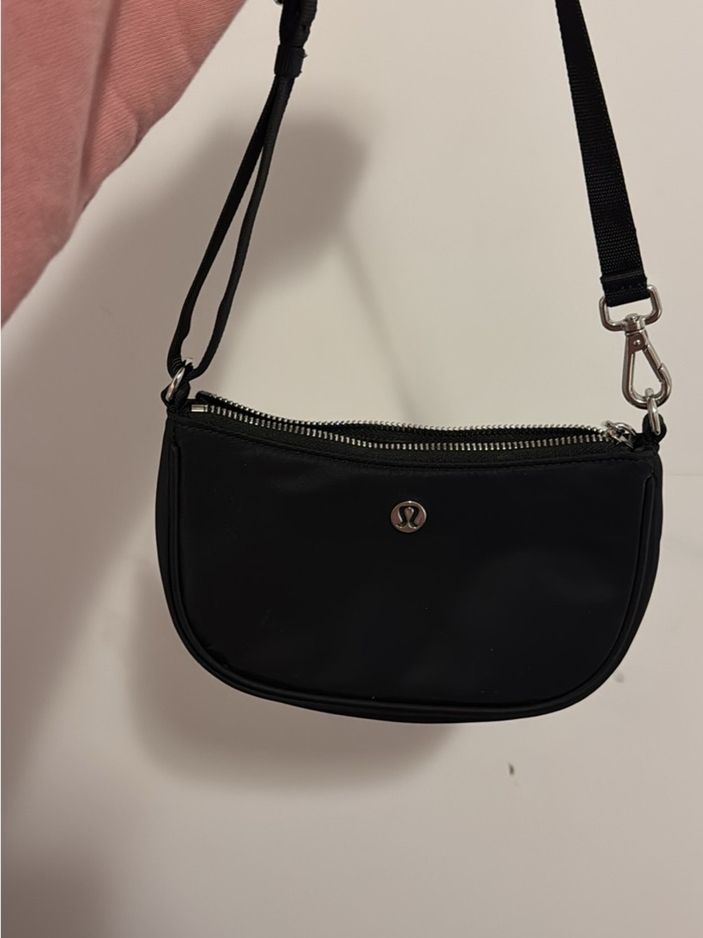 lululemon athletica Black Crossbody Pouch with Silver Hardware